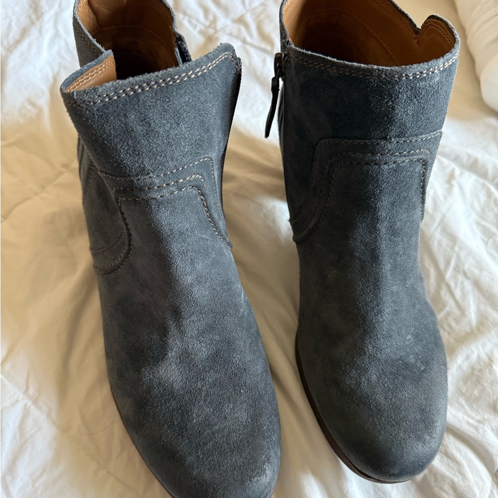 Blue Suede Ankle Boots
